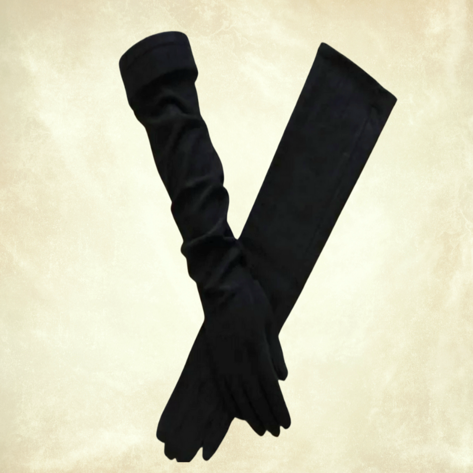 Matmazel Siyah Renk Süet Dokulu Eldiven 48 cm