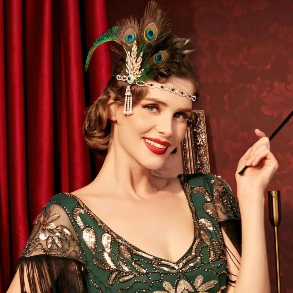 Niobe  Yeşil Renk 1920s Saç Aksesuarı