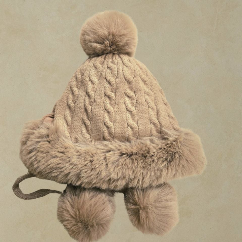 Lona Camel Renk Ponponlu Şapka