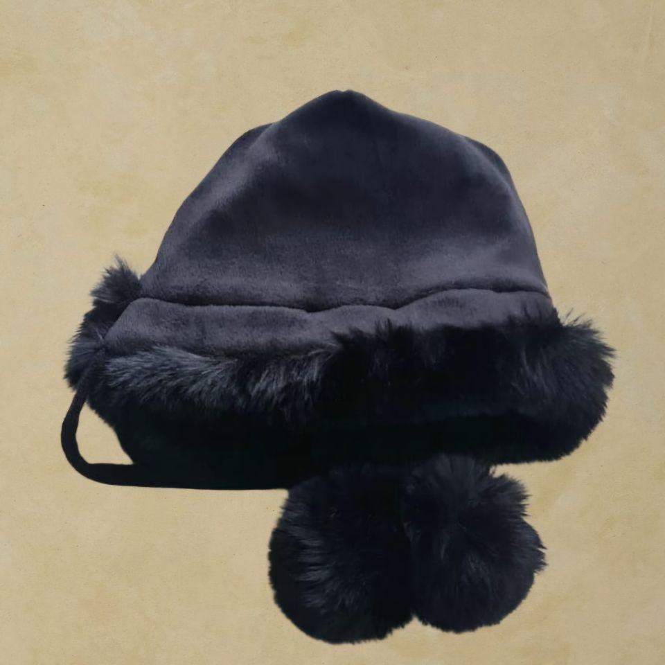 Lona Siyah Renk Ponponlu Şapka