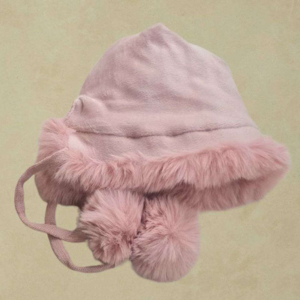 Lona Pembe Renk Ponponlu Şapka