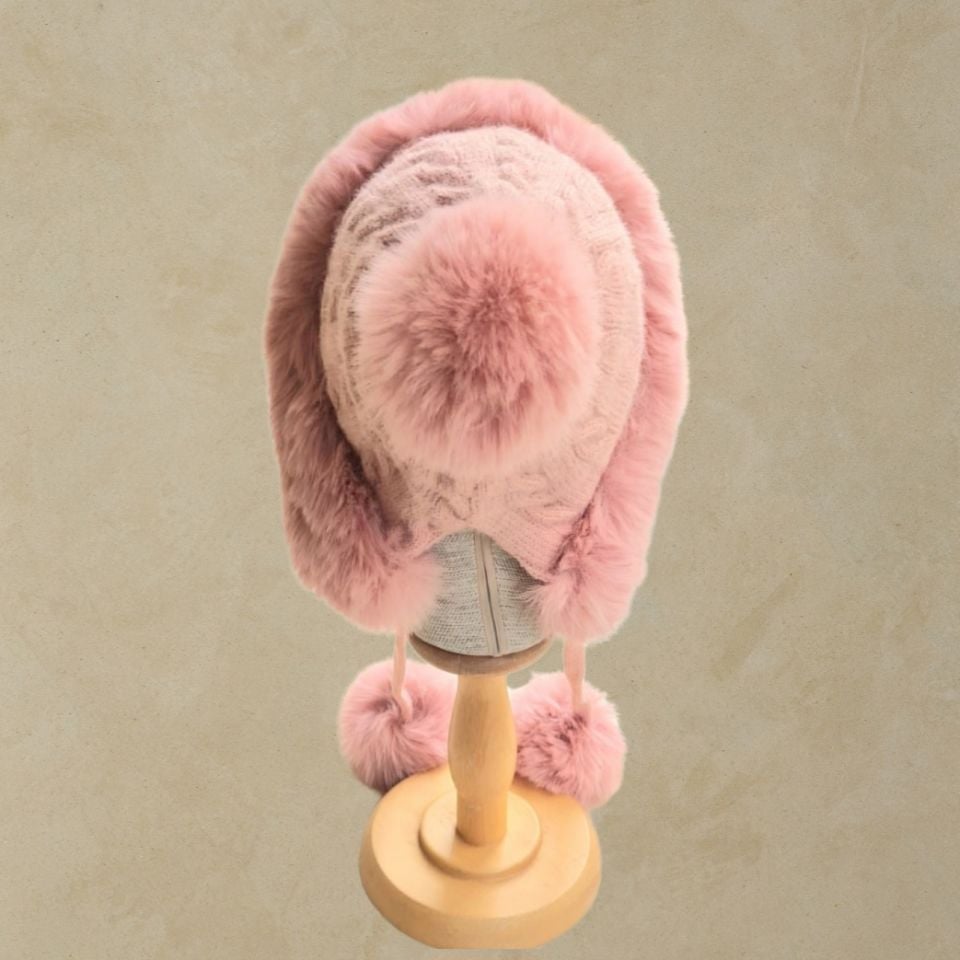 Lona Pembe Renk Ponponlu Şapka