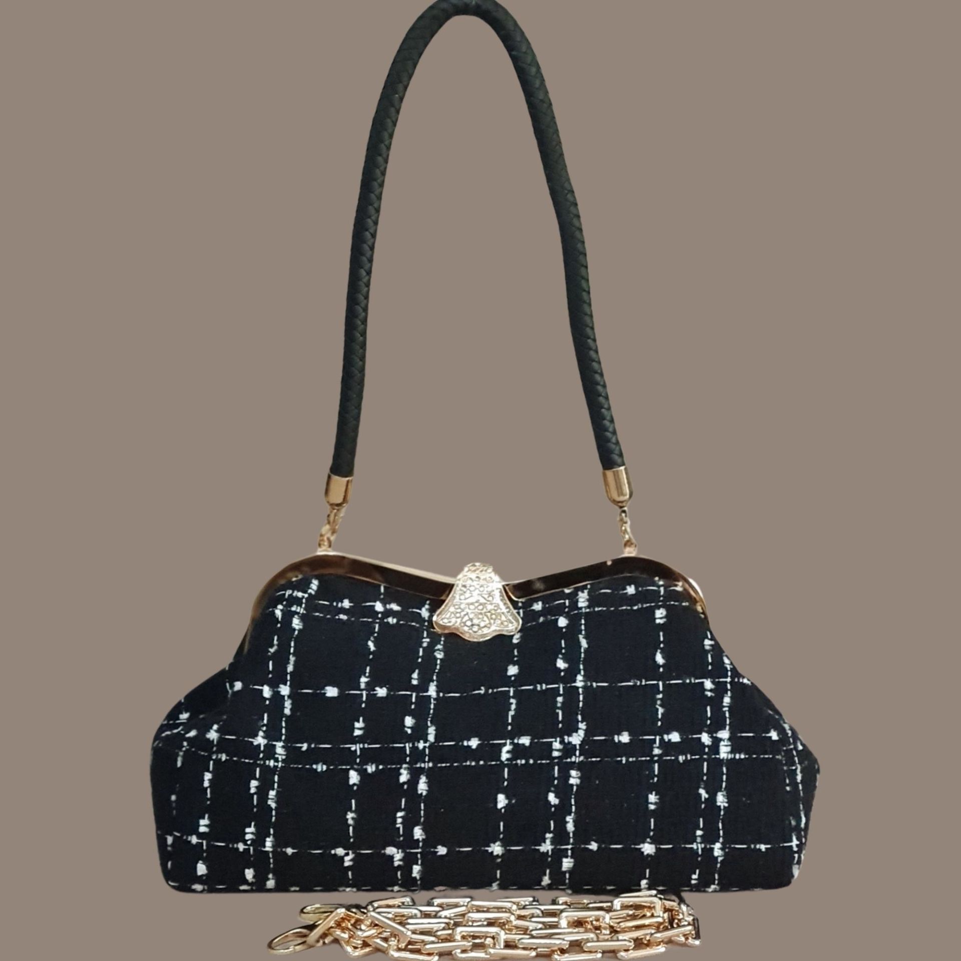 Coco Model Siyah Beyaz Desenli Tasarım Çanta