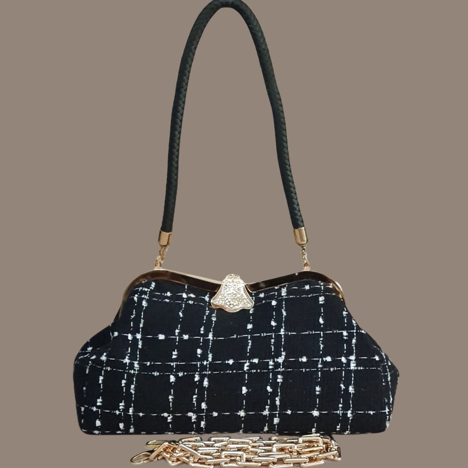 Coco Model Siyah Beyaz Desenli Tasarım Çanta