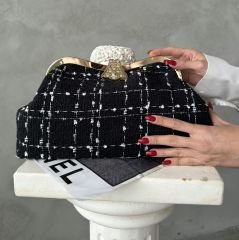 Coco Model Siyah Beyaz Desenli Tasarım Çanta