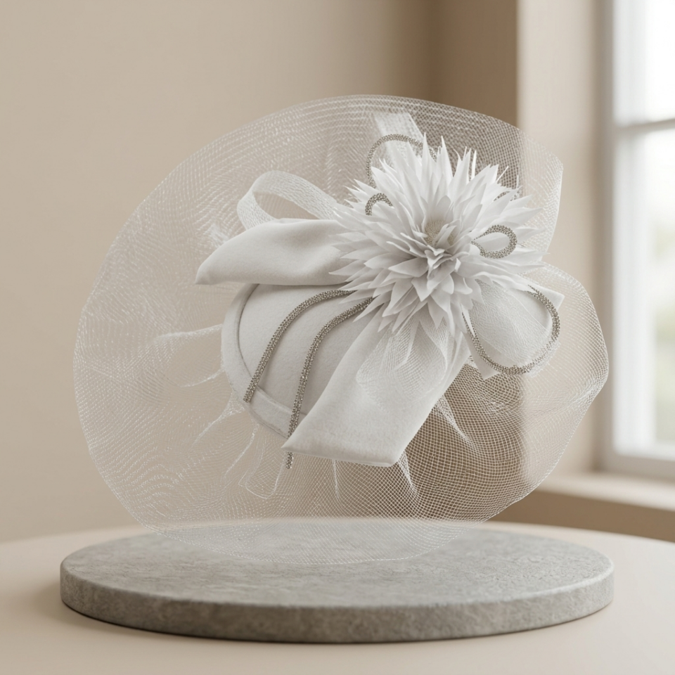 Flower A Beyaz Renk Vualet 30 cm Özel Şapka Kutulu