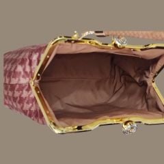 Coco Model Tarçın Capicino Renk Kazayağı Desenli Kumaş Tasarım Çanta