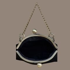 Topuz Model Siyah Renk Güpür Dantel Kumaş Tasarım Çanta