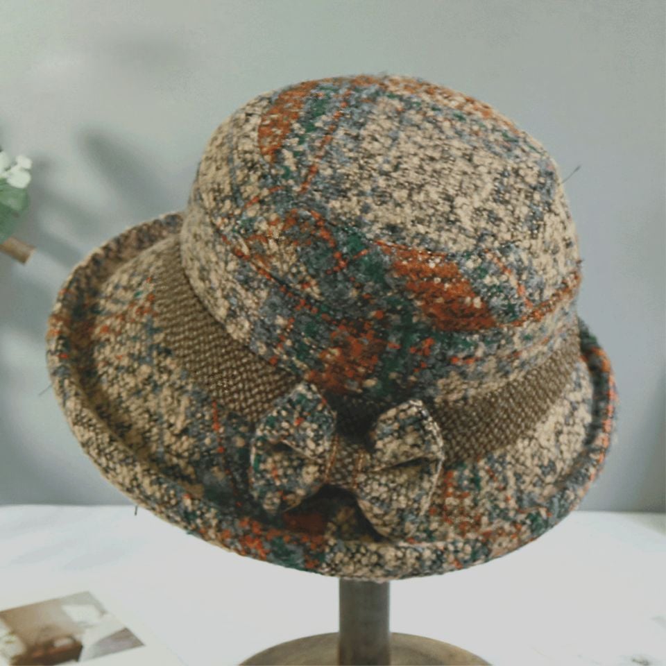 Pamela Camel Renk Desenli  Şapka