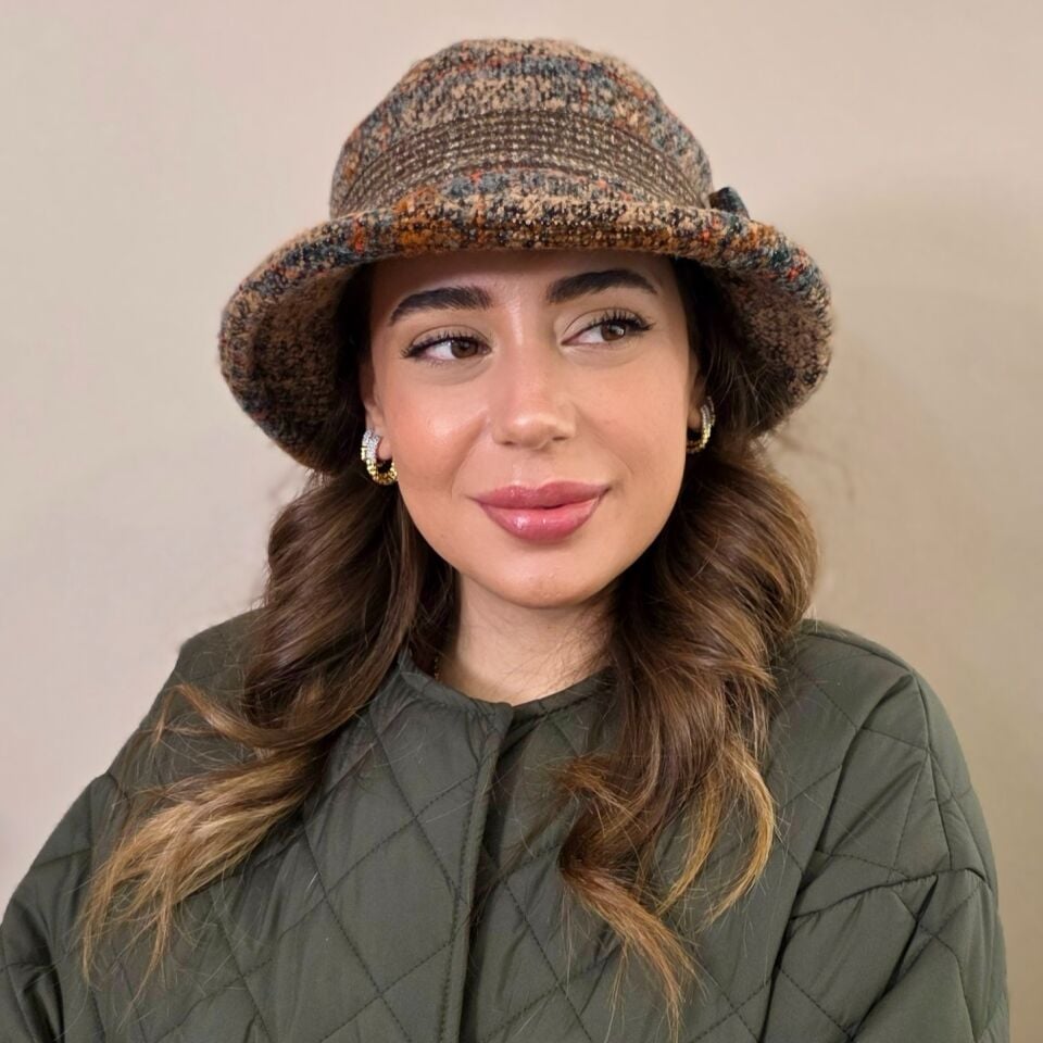 Pamela Camel Renk Desenli  Şapka