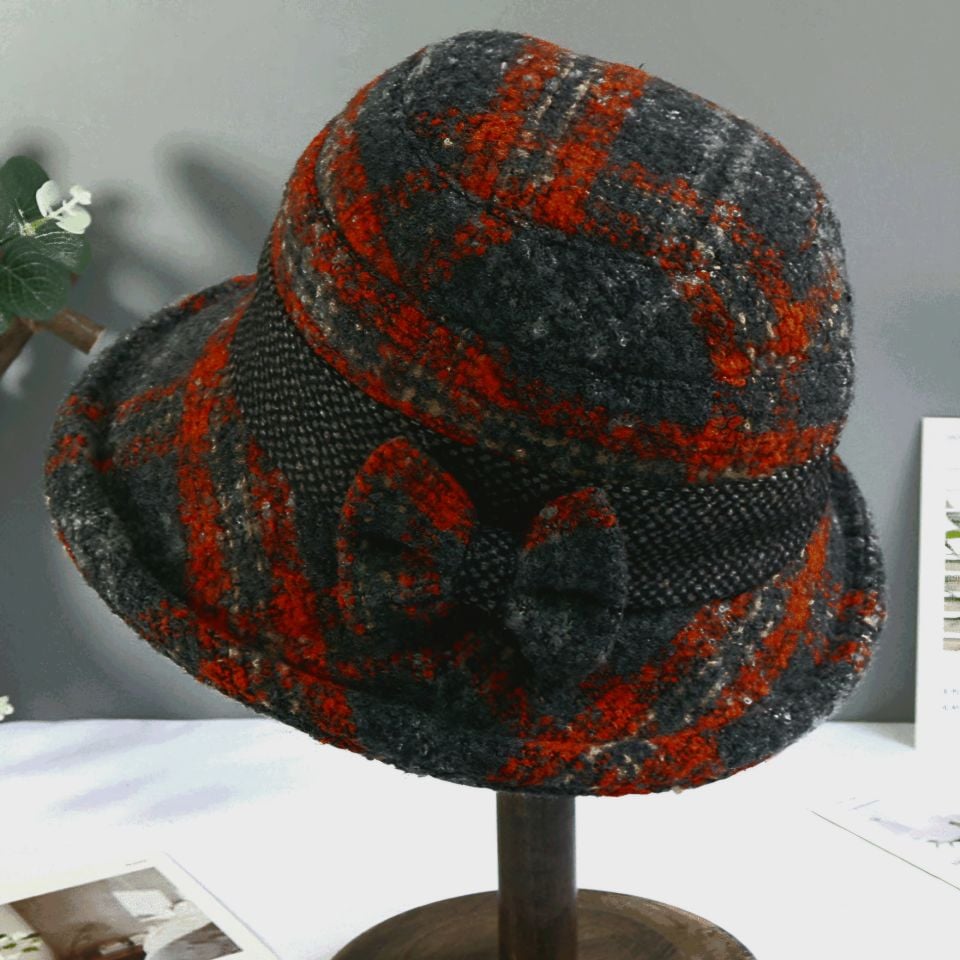 Pamela Gri  Pas Renk Desenli  Şapka