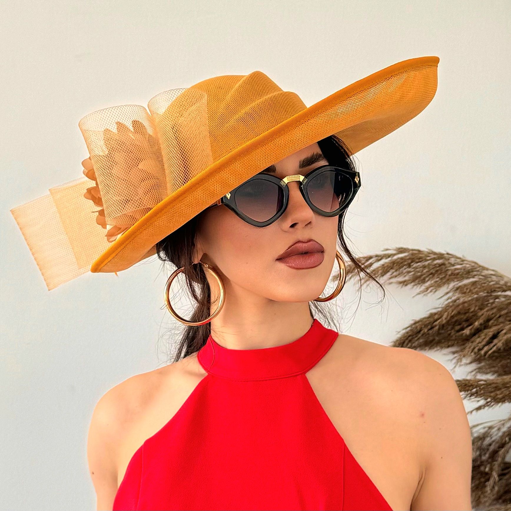 Fallon Hardal Renk Elegan  Şapka 50 cm