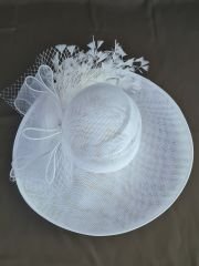 Fallon Beyaz Renk Elegan  Şapka 50 cm