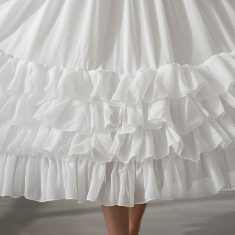 Kontes Beyaz Renk Telli Jüpon Etek  70 cm