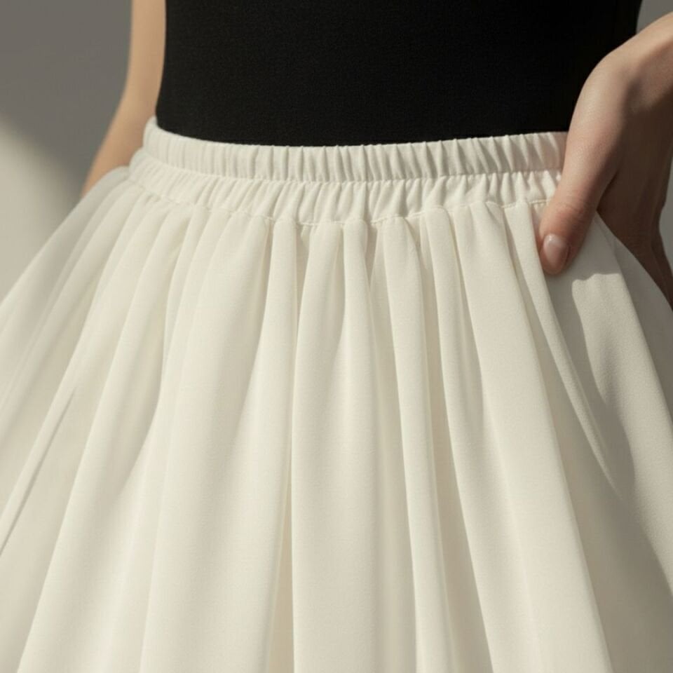 Kontes Krem Renk Telli Jüpon Etek 70 cm