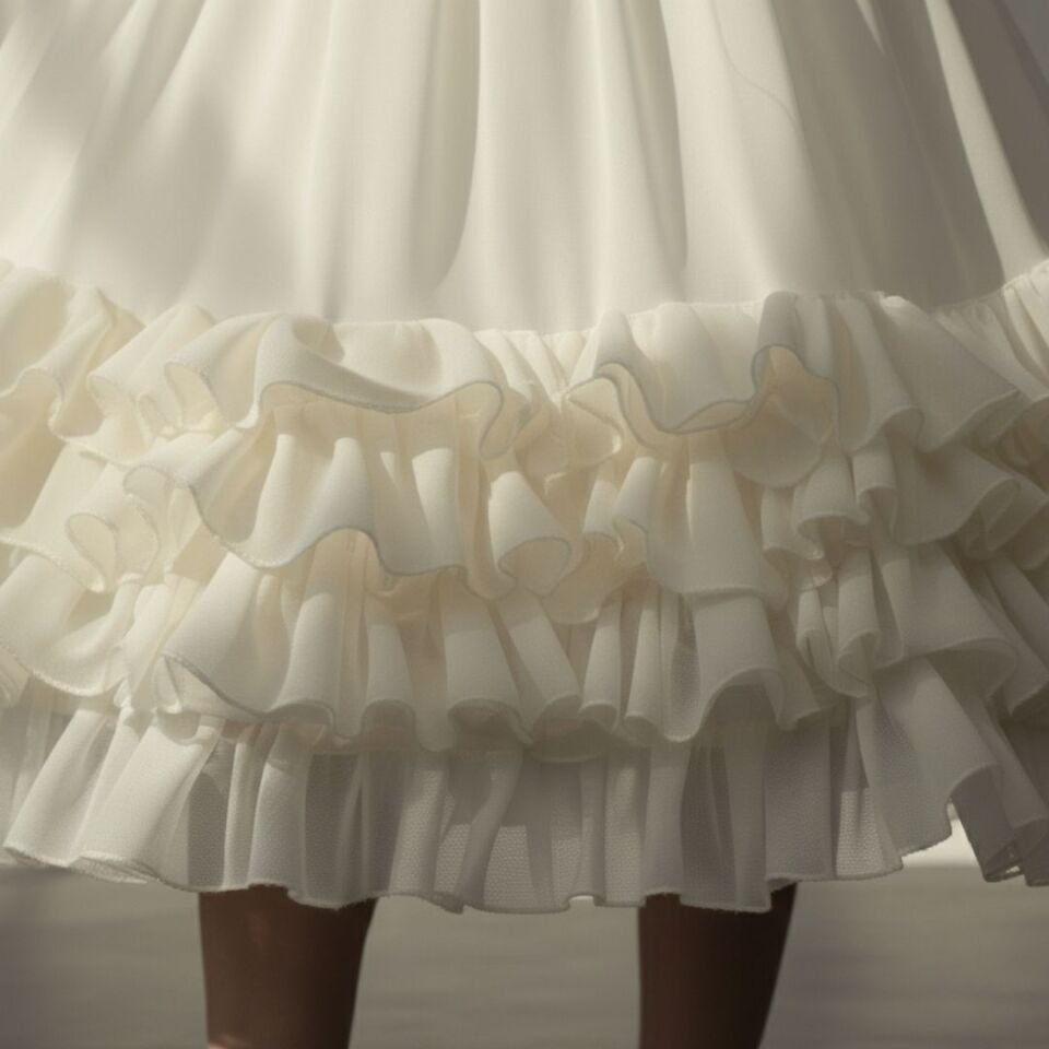 Kontes Krem Renk Telli Jüpon Etek 70 cm