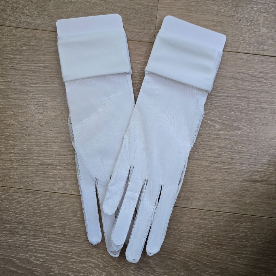 Düşes Beyaz Renk organze  Manşet Organze Eldiven