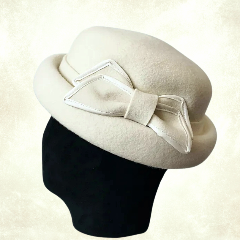 Elizabeth Krem Renk Saf Yün  Şapka