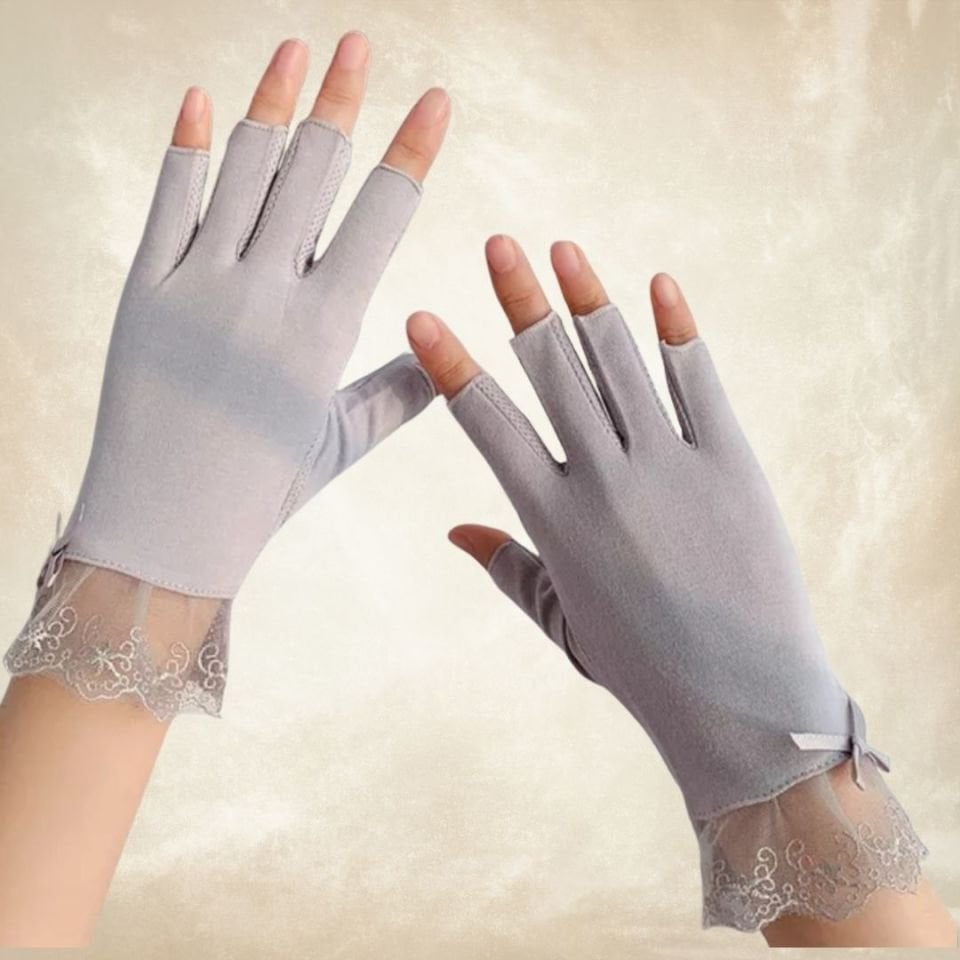 Gri Pamuklu Yarım Parmak Sürüş Eldiveni