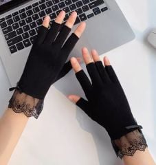 Siyah Pamuklu Yarım Parmak Sürüş Eldiveni