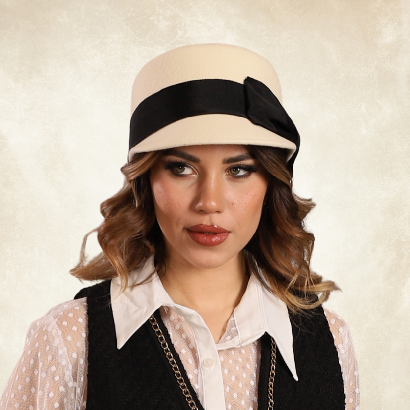 Jessica Krem Renk  Askeri Model Şapka