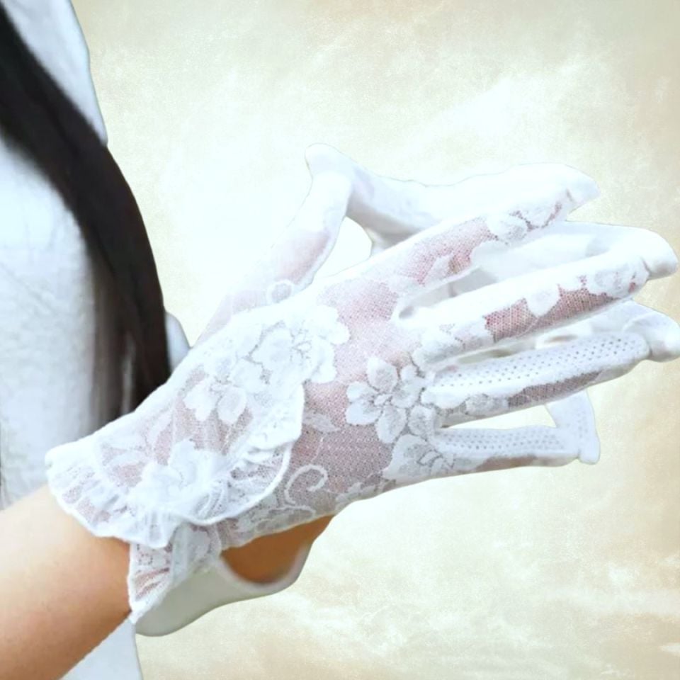 Beyaz Dantel Sürüş Eldiveni