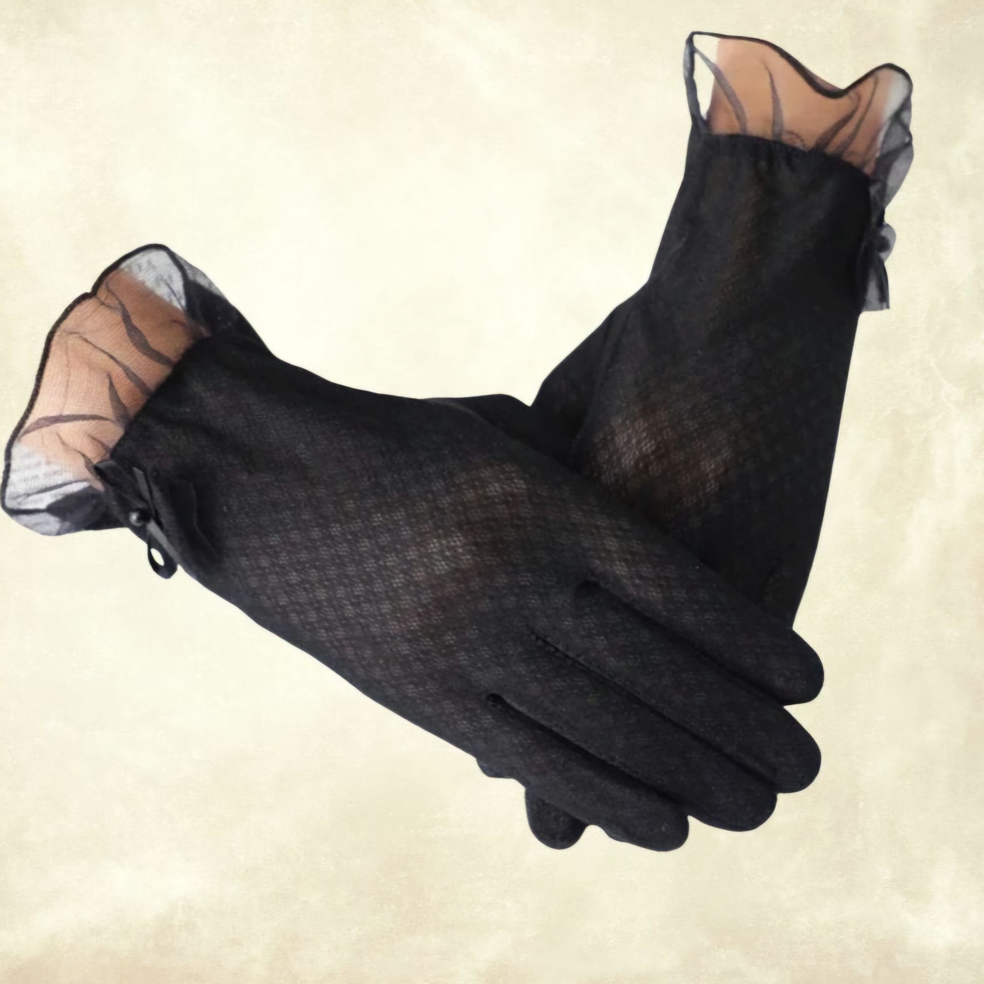 Siyah  Pamuklu Dantel  Sürüş Eldiveni