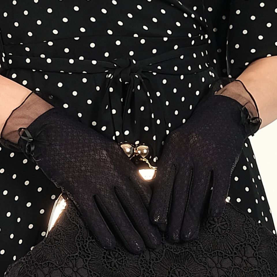 Siyah  Pamuklu Dantel  Sürüş Eldiveni