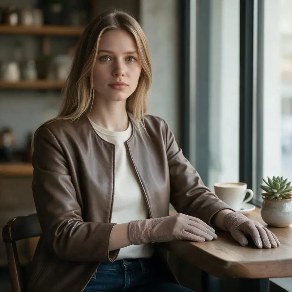 Cappuccino Pamuklu Dantel  Sürüş Eldiveni