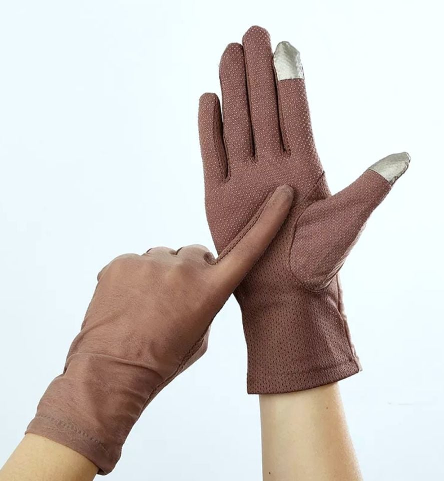 Sütlü Kahve Pamuklu Dantel Sürüş Eldiveni