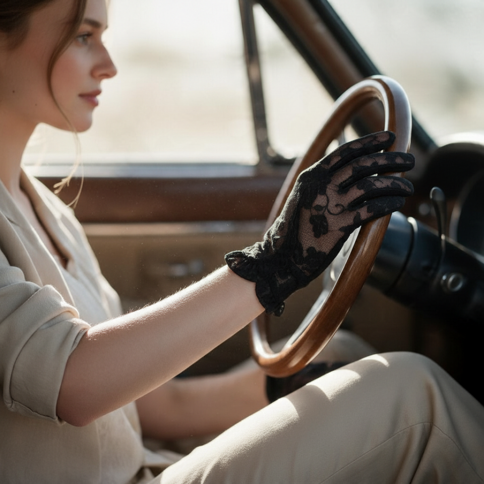 Siyah Dantel  Sürüş Eldiveni