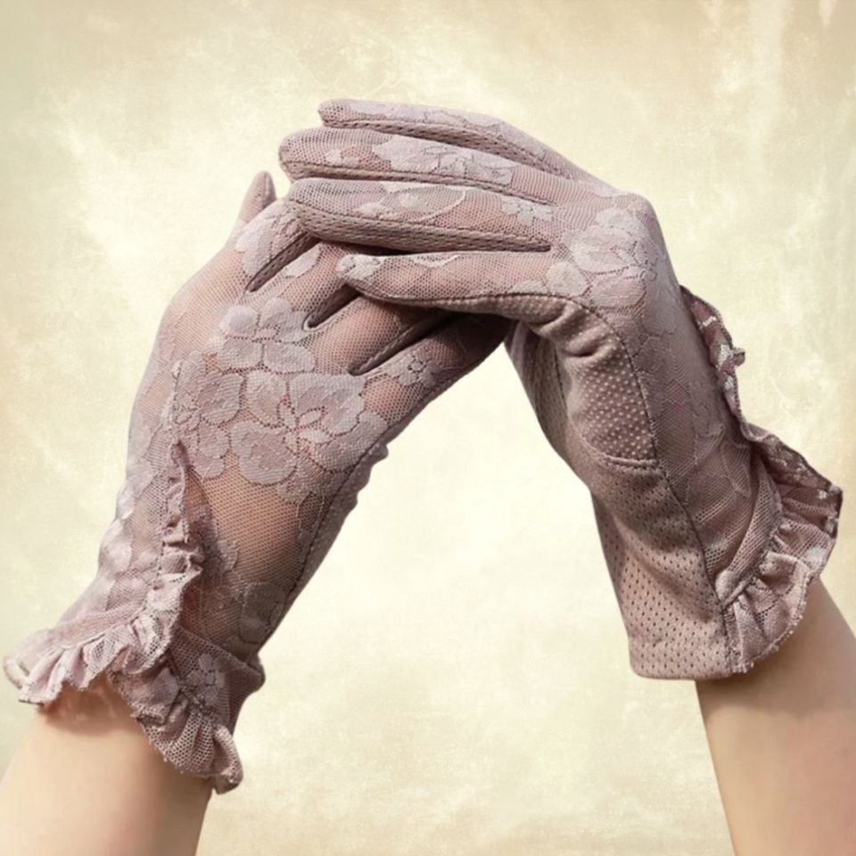 Gül Kurusu Dantel Sürüş Eldiveni