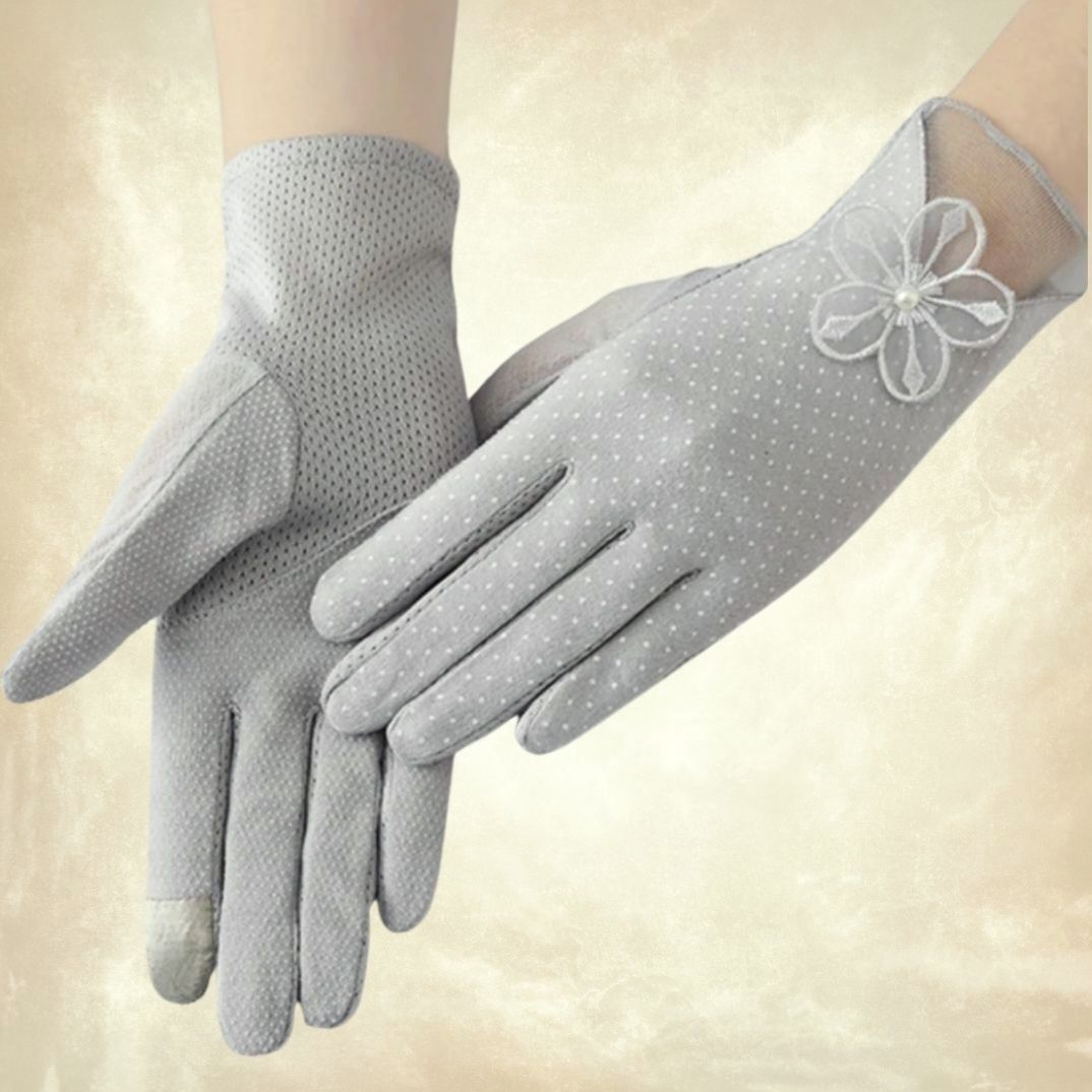 Gri Pamuklu Kumaş Bilek Boy Sürüş Eldiveni