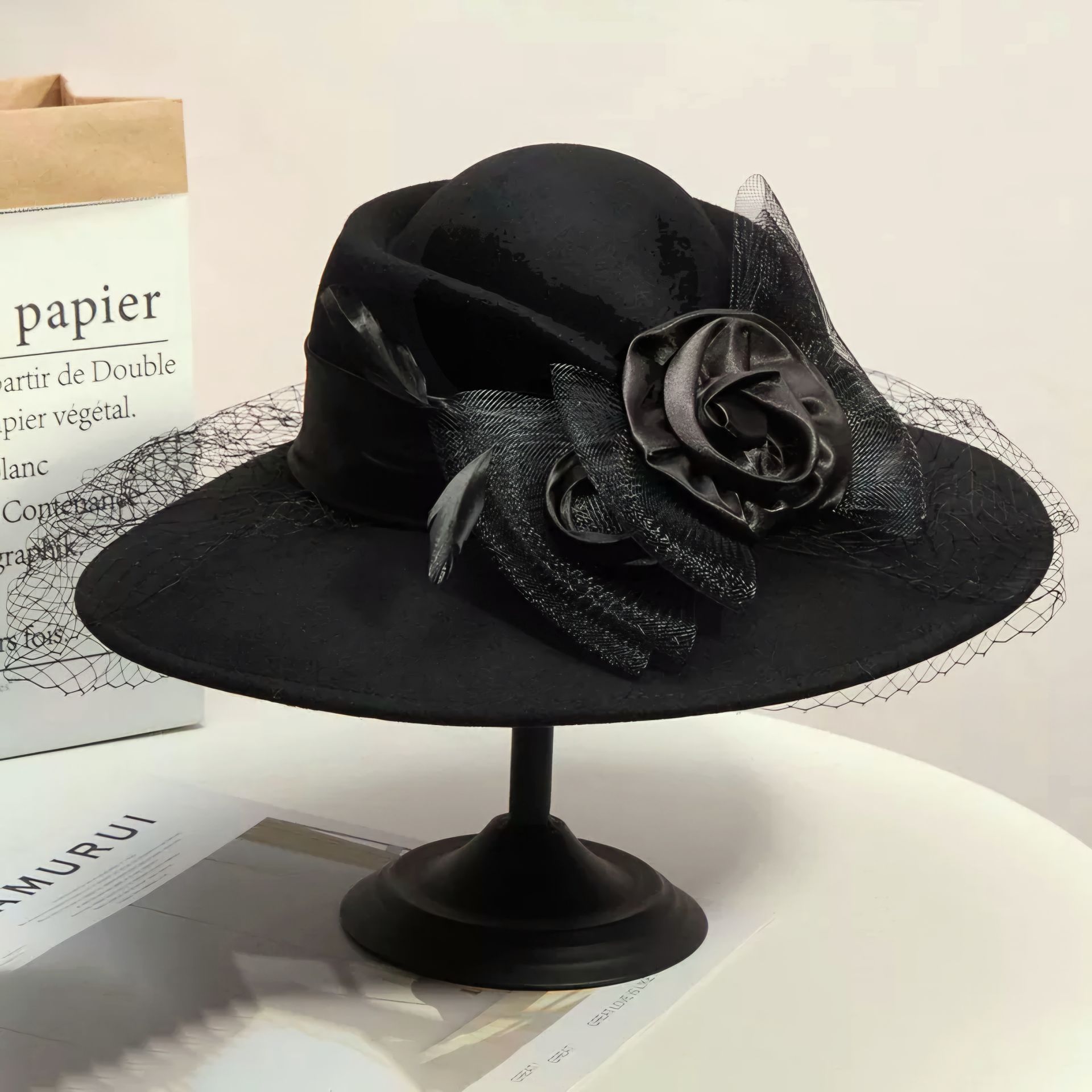 Almira Siyah Renk  Derby Model Şapka