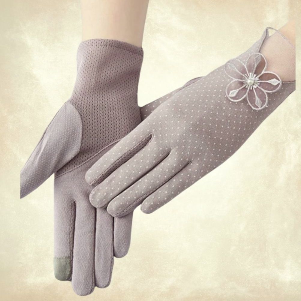 Gül Kurusu Pamuklu Kumaş Bilek Boy Sürüş Eldiveni