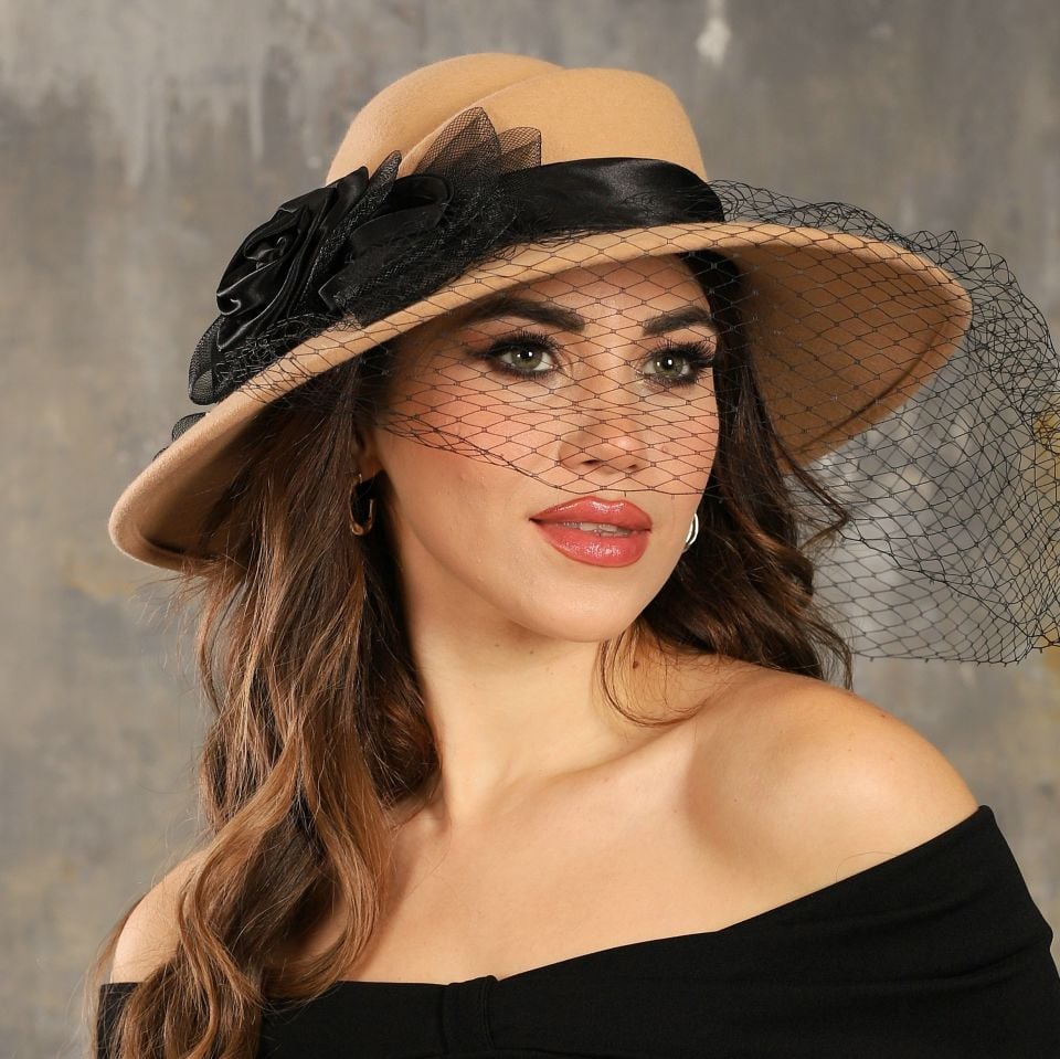 Almira Camel Renk  Derby Model Şapka