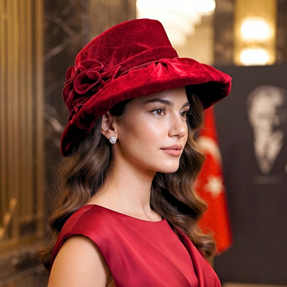 Rebecca Kırmızı Renk Derby Şapka