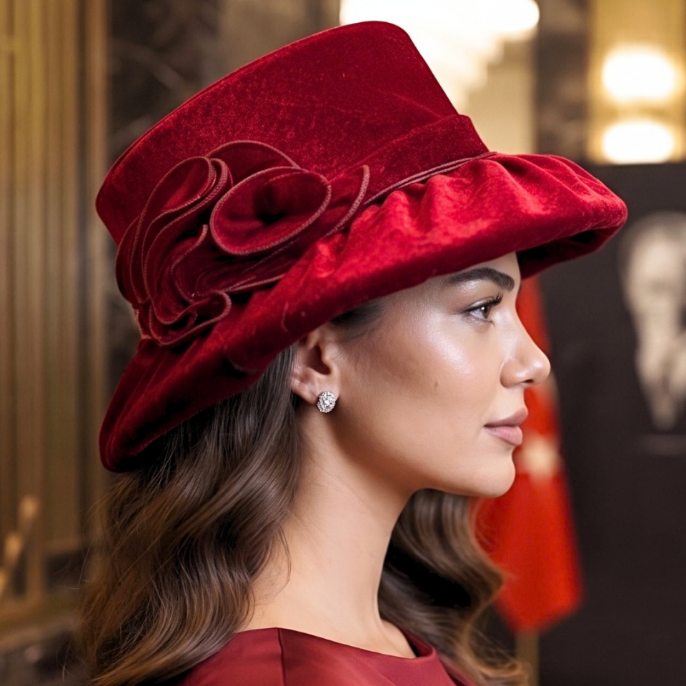 Rebecca Kırmızı Renk Derby Şapka