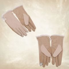 Bej Pamuklu Kumaş Sürüş Eldiveni