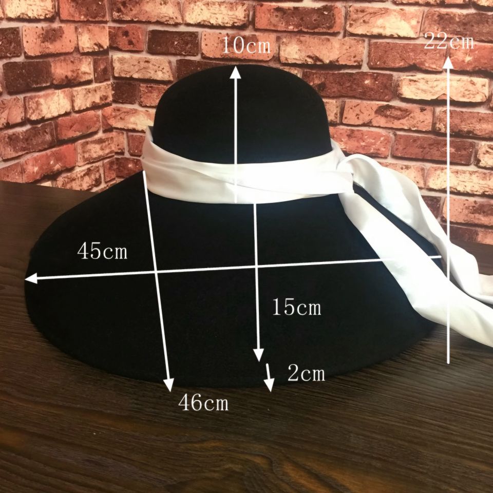 Rayne Siyah Renk Hepburn  Şapka 50 cm