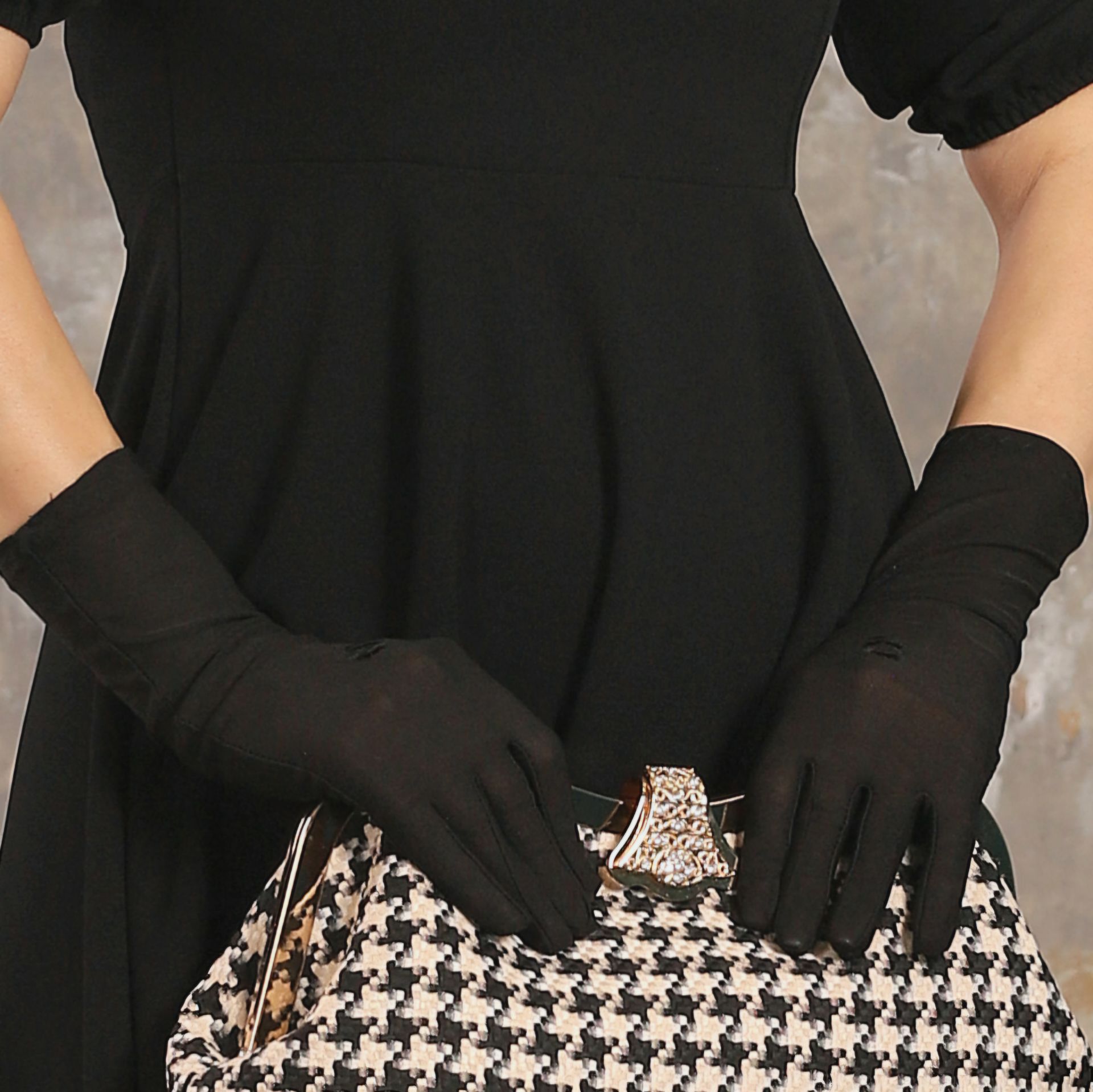 Leydi Siyah Poly Cotton Eldiven 30 cm