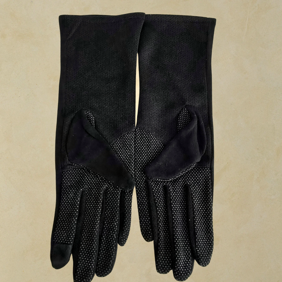 Siyah Renk Bilek Boy Üstü Pamuklu Kumaş Sürüş Eldiveni