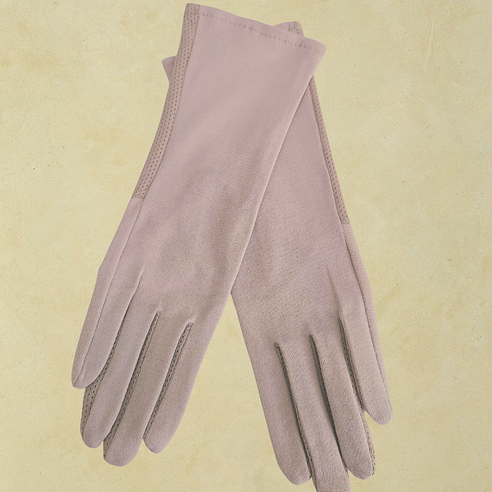 Gül Kurusu Pembe Bilek Boy Üstü Pamuklu Kumaş Sürüş Eldiveni