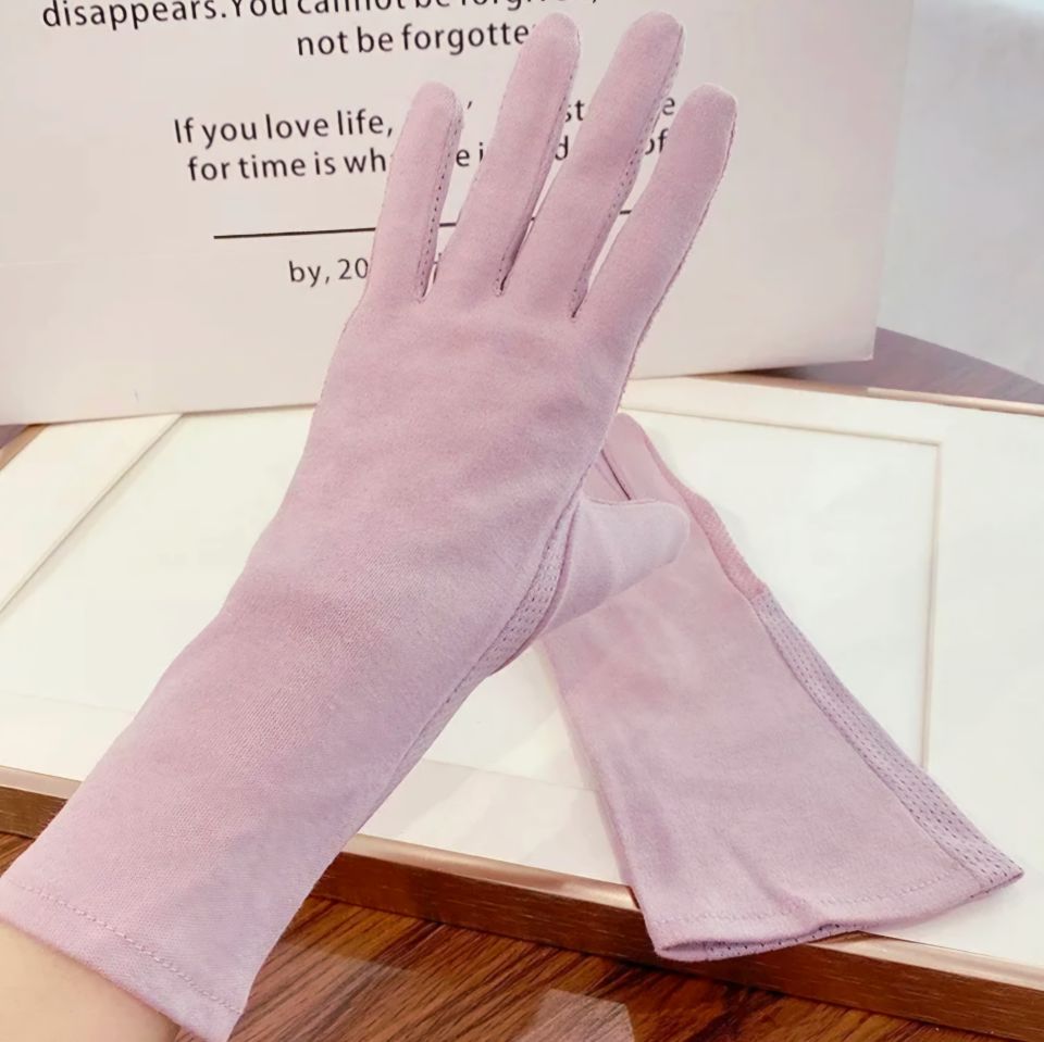 Gül Kurusu Pembe Renk Bilek Boy Üstü Pamuklu Kumaş Sürüş Eldiveni