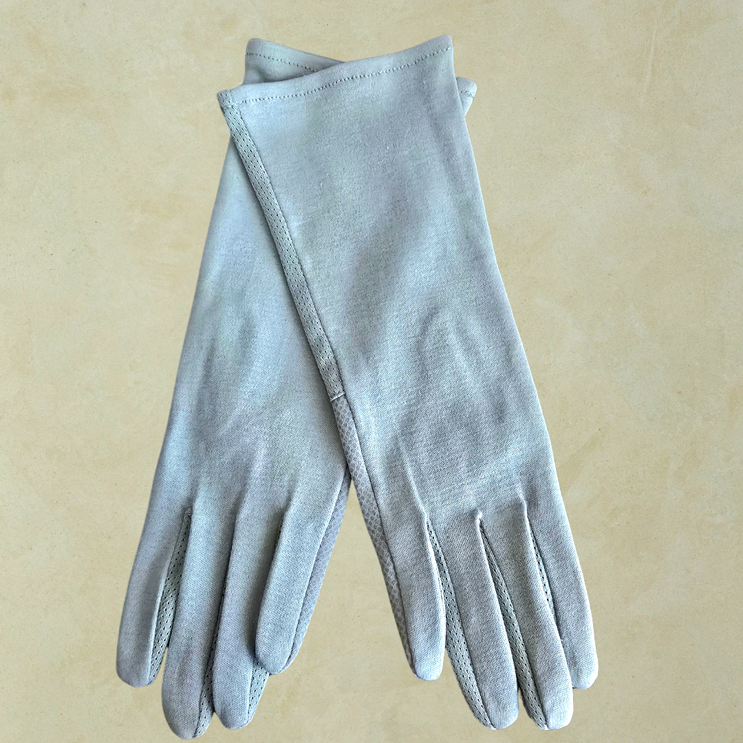 Gri Renk Bilek Boy Üstü Pamuklu Kumaş Sürüş Eldiveni