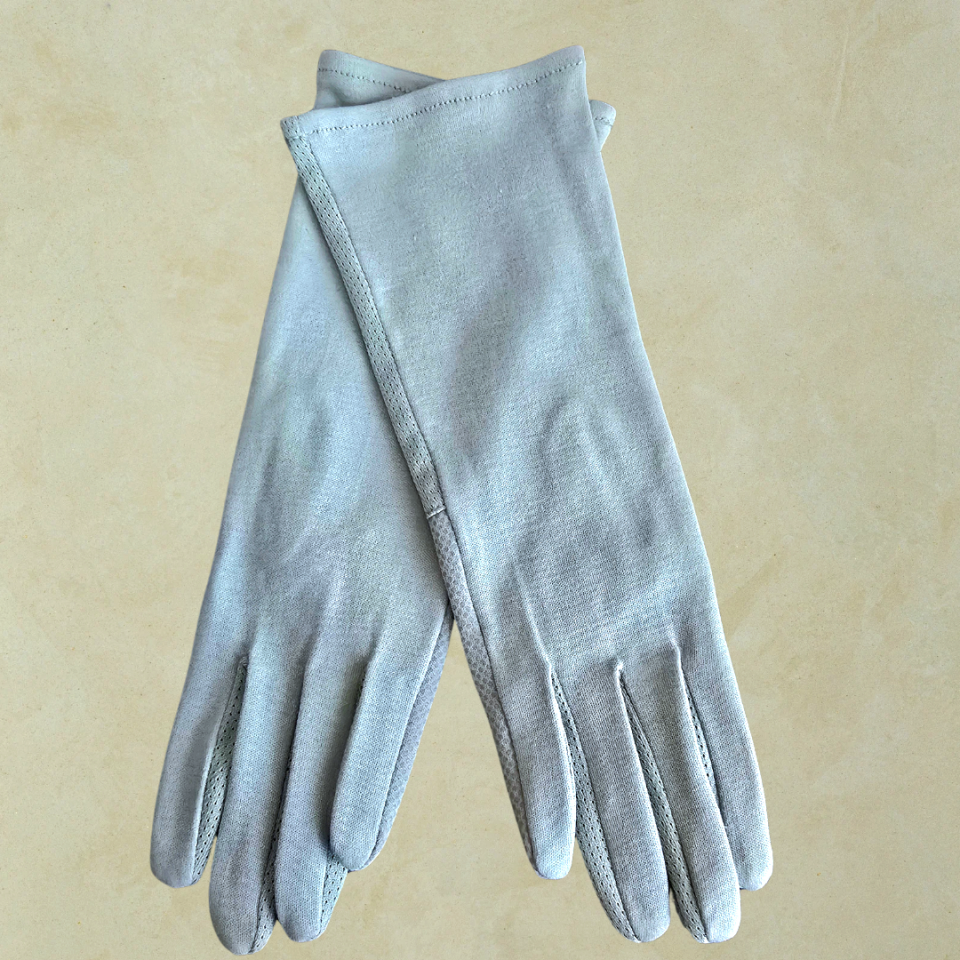 Gri Renk Bilek Boy Üstü Pamuklu Kumaş Sürüş Eldiveni