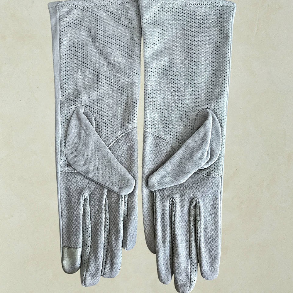 Gri Renk Bilek Boy Üstü Pamuklu Kumaş Sürüş Eldiveni