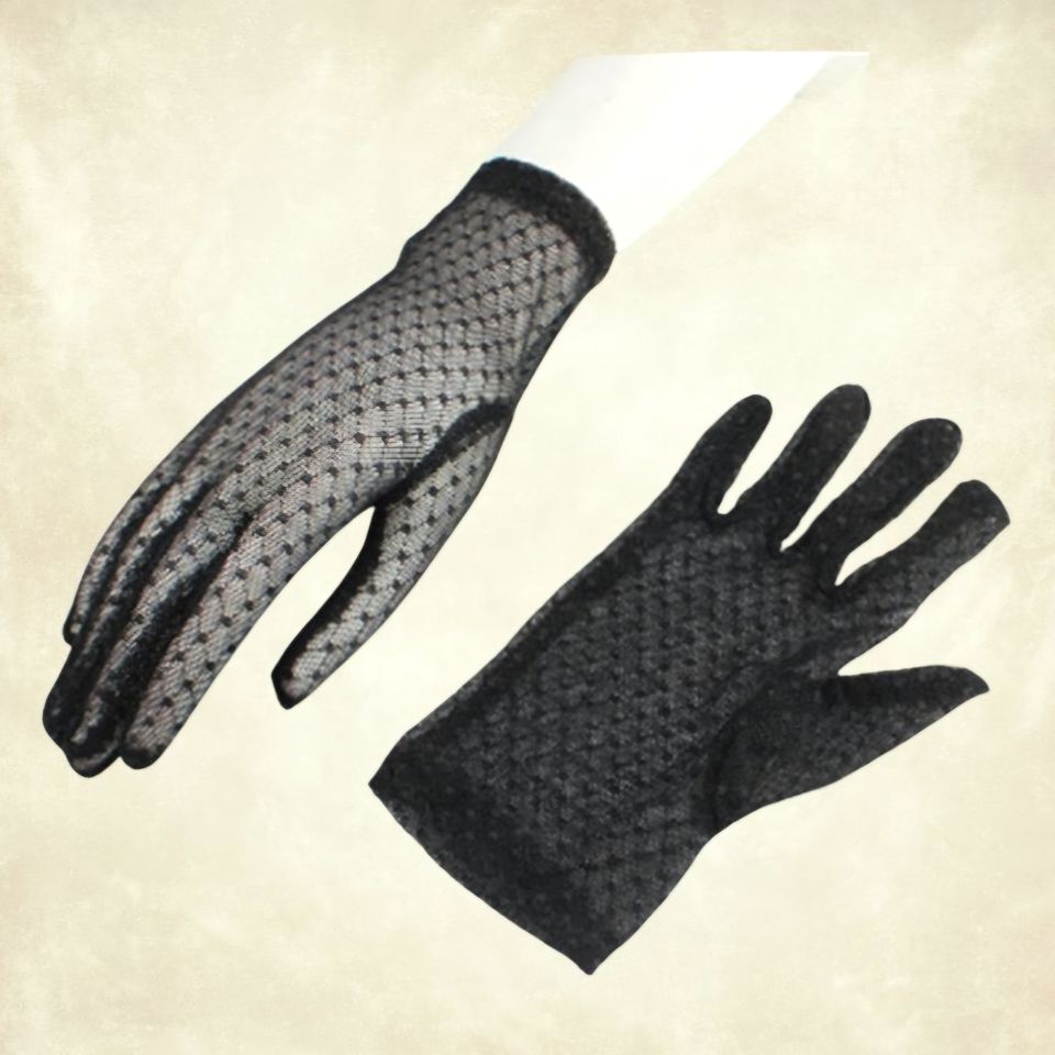 Barones Siyah Desenli Dantel Eldiven