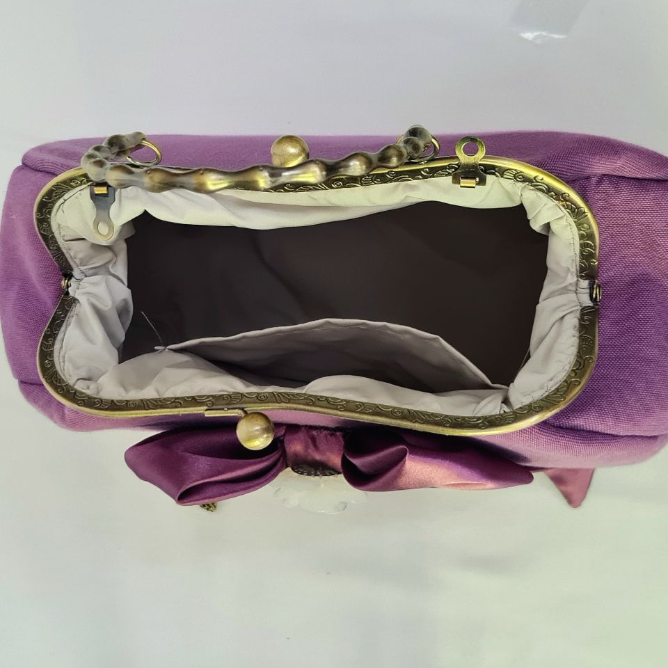 Orkide Model  Lavanta Renk Kumaş Tasarım Çanta