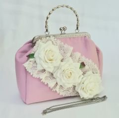 Orkide  Model  Pembe  Renk Kumaş Tasarım Çanta
